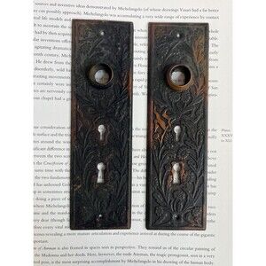 Antique Ornate Brass Door Handle Plate